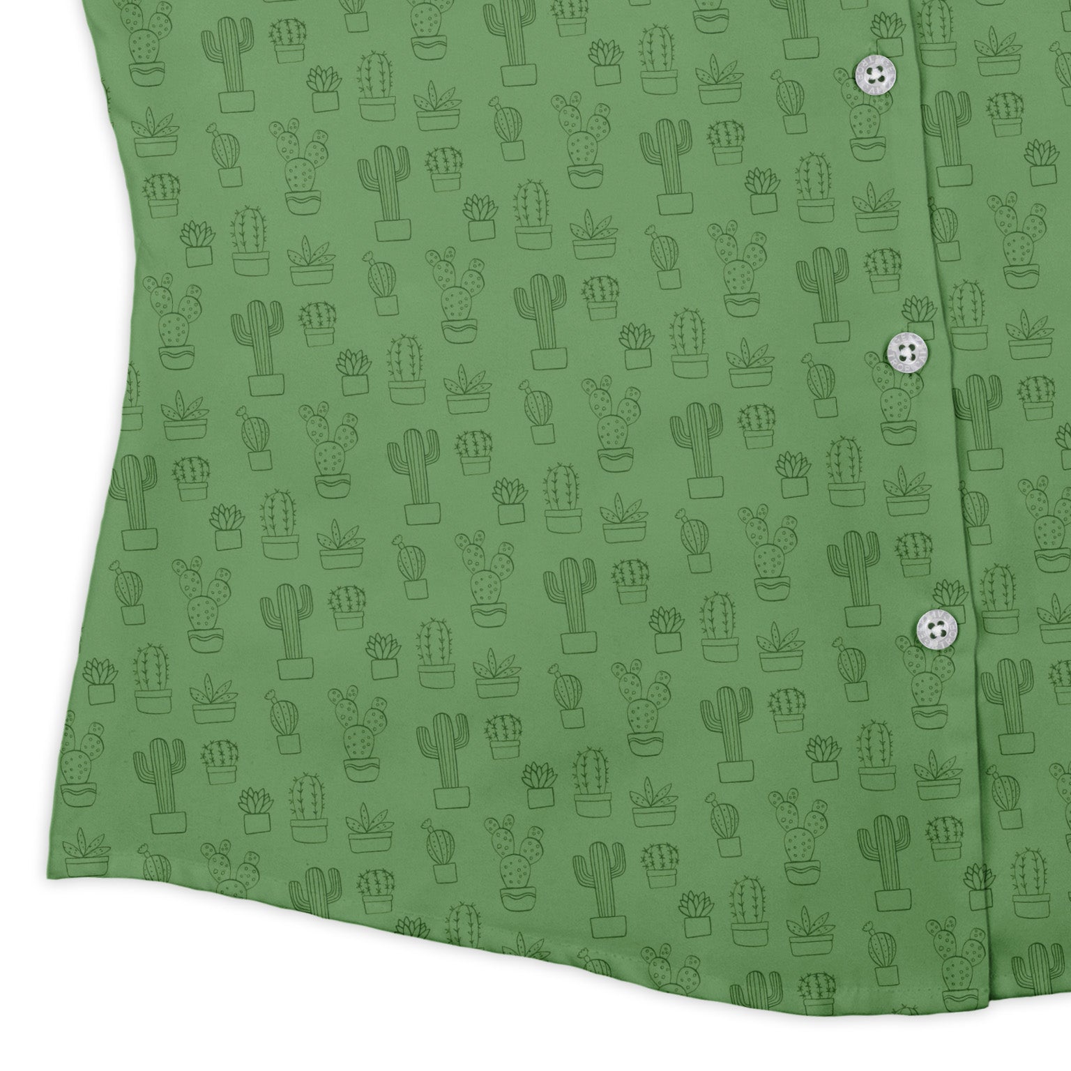 Simple Cactus Curvy Button Up Shirt Geek Nerd Botany Print Simple Patterns women