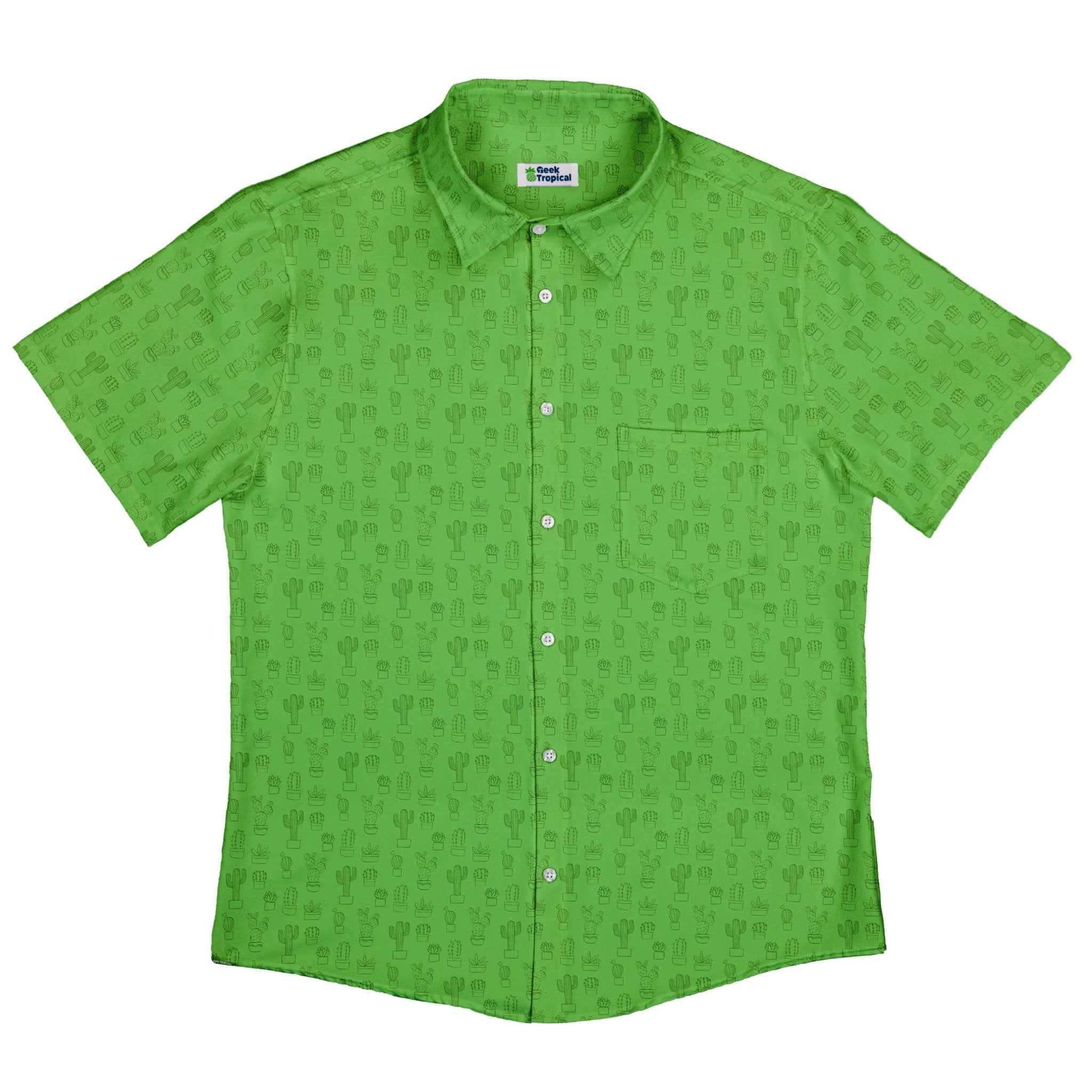 Simple Cactus Button Up Shirt - adult sizing - Botany Print - Simple Patterns