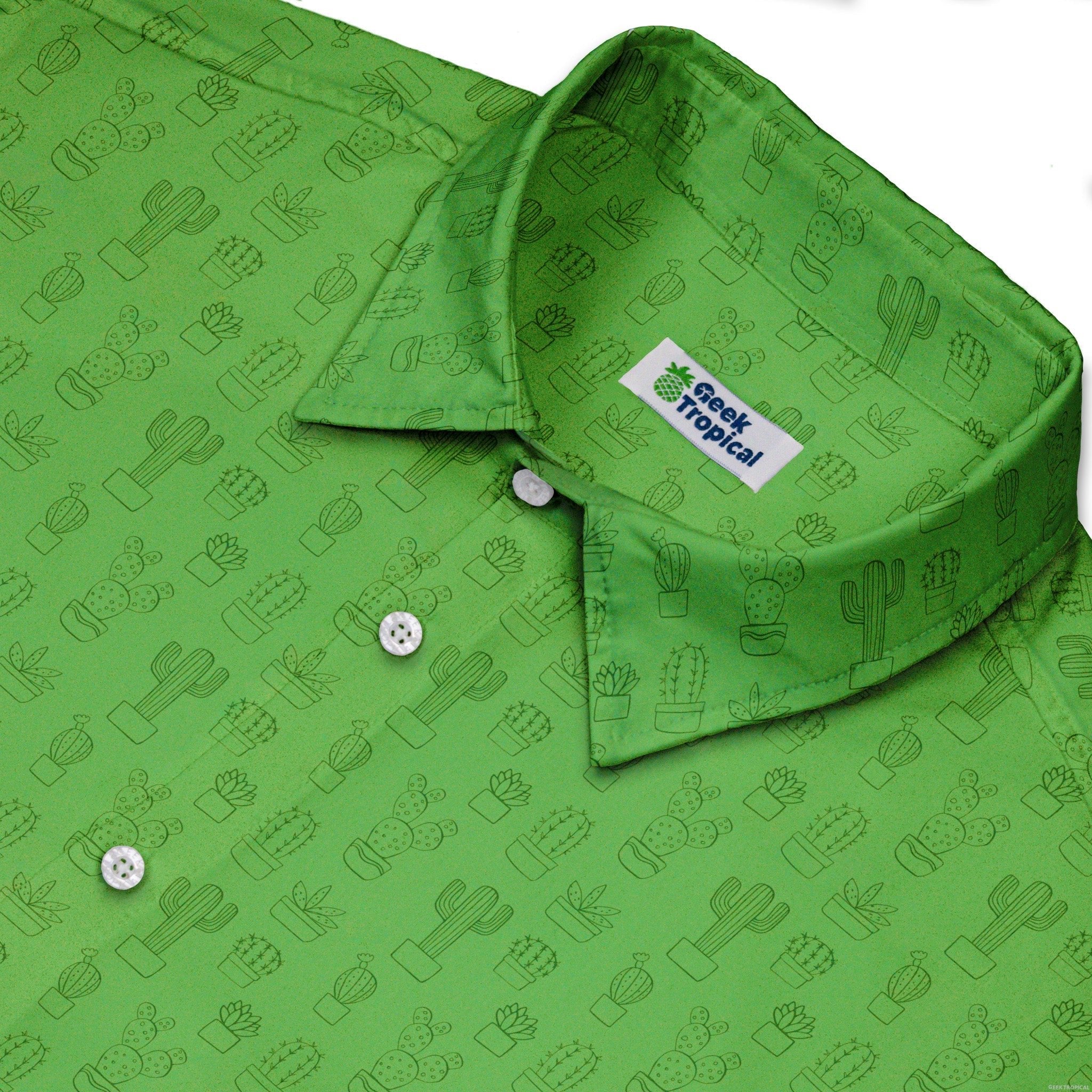 Simple Cactus Button Up Shirt - adult sizing - Botany Print - Simple Patterns