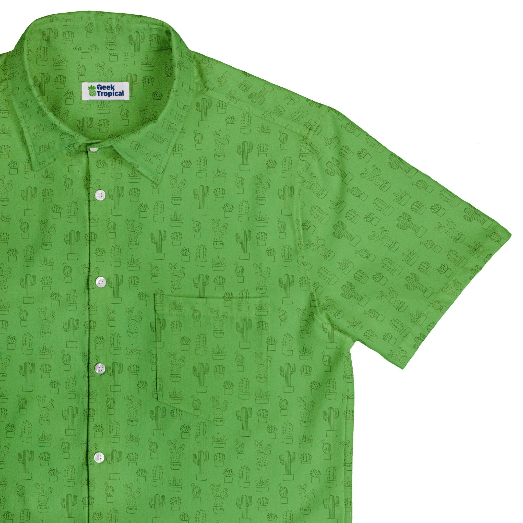 Simple Cactus Button Up Shirt - adult sizing - Botany Print - Simple Patterns
