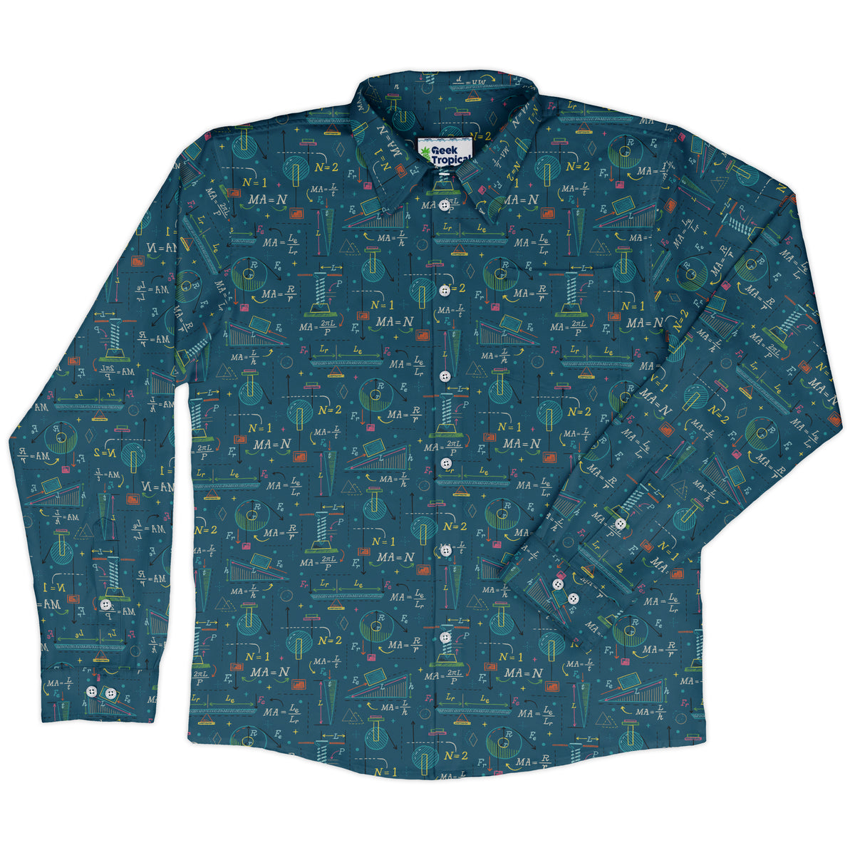 Simple Machines Dark Long Sleeve Button Up Shirt front