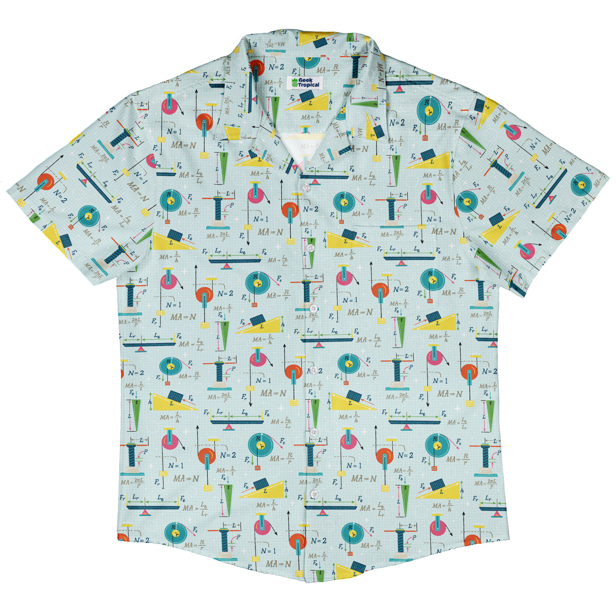 Simple Machines Light Button Up Shirt Hawaiian Front