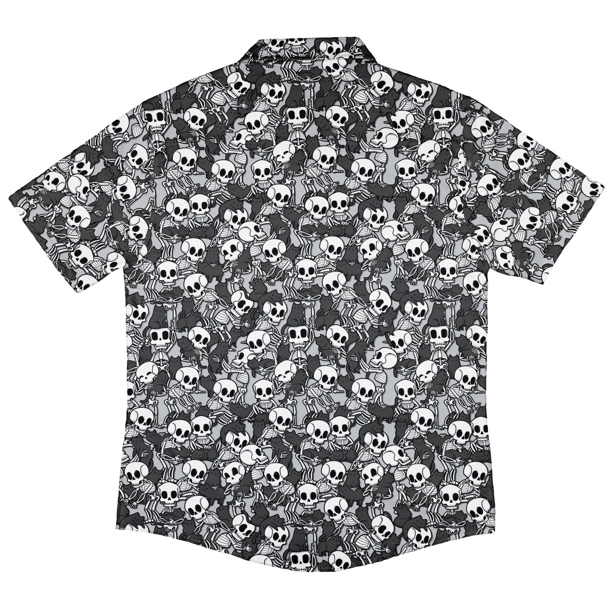 Skeleton Cat Love Button Up Shirt Geek Nerd 0925 adult sizing All Adult Button Up Shirts