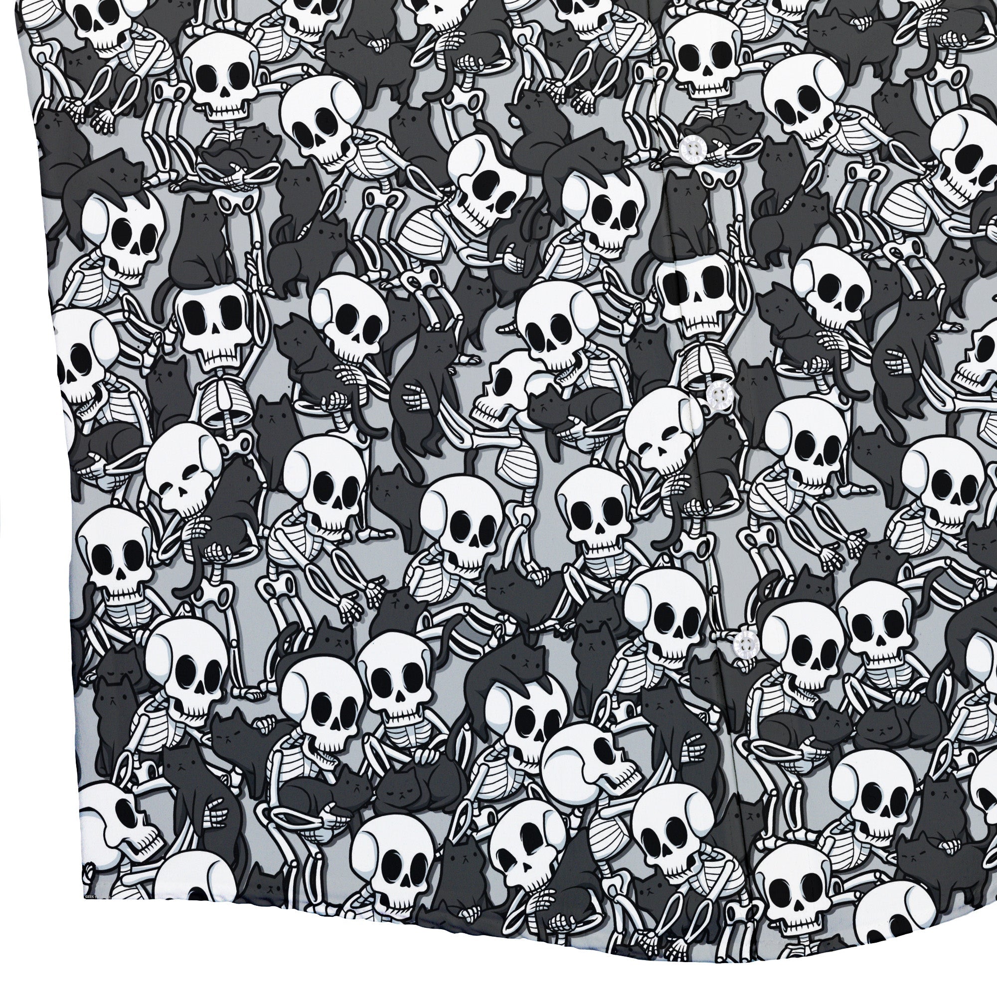 Skeleton Cat Love Button Up Shirt Geek Nerd 0925 adult sizing All Adult Button Up Shirts