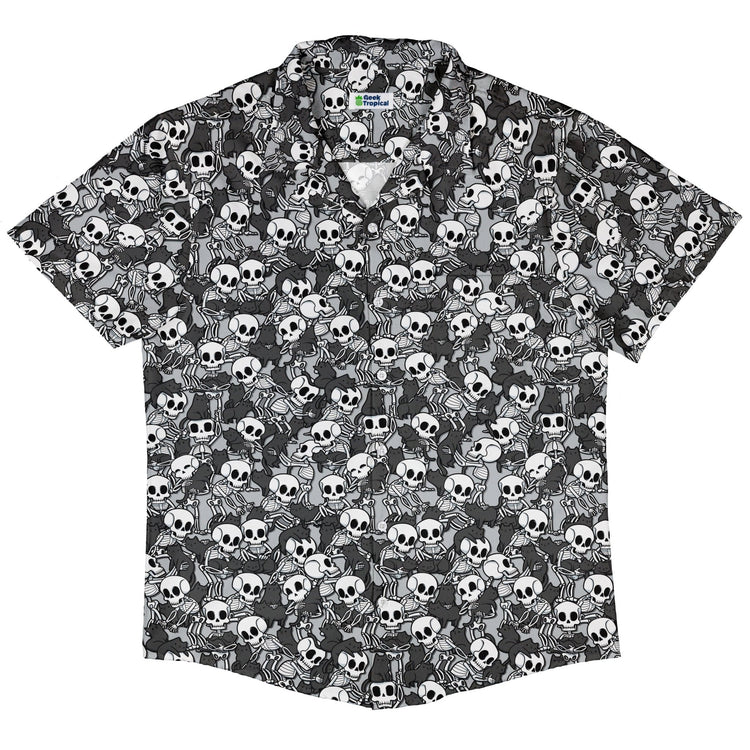 Skeleton Cat Love Button Up Shirt Geek Nerd 0925 adult sizing All Adult Button Up Shirts