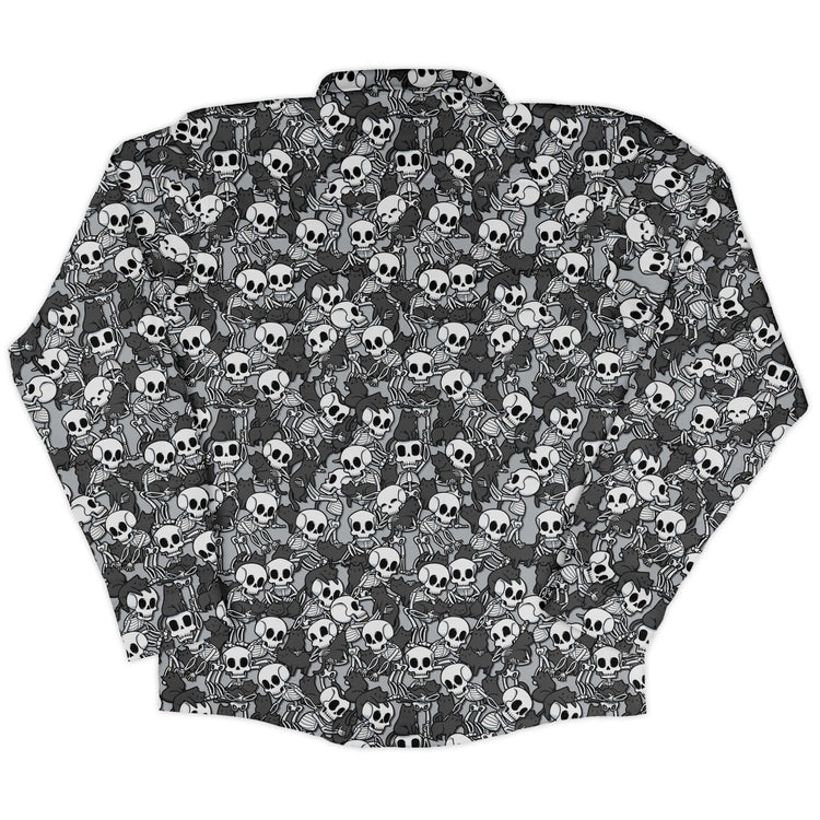 Skeleton Cat Love Long Sleeve Button Up Shirt Geek Nerd 0925 adult sizing All Adult Button Up Shirts