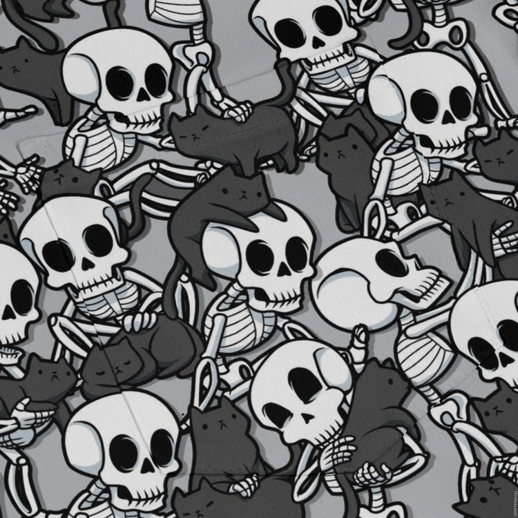 Skeleton Cat Love Long Sleeve Button Up Shirt Geek Nerd 0925 adult sizing All Adult Button Up Shirts