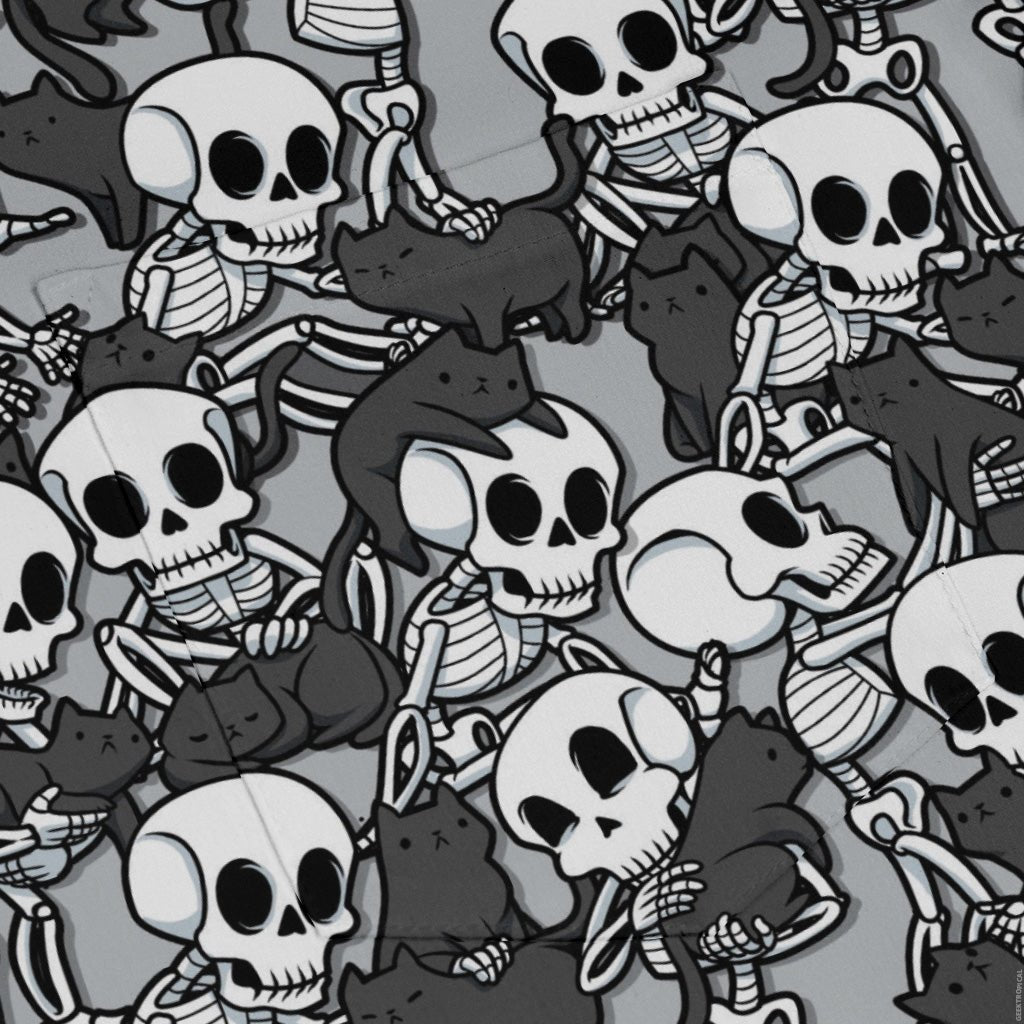 Skeleton Cat Love Long Sleeve Button Up Shirt Geek Nerd 0925 adult sizing All Adult Button Up Shirts