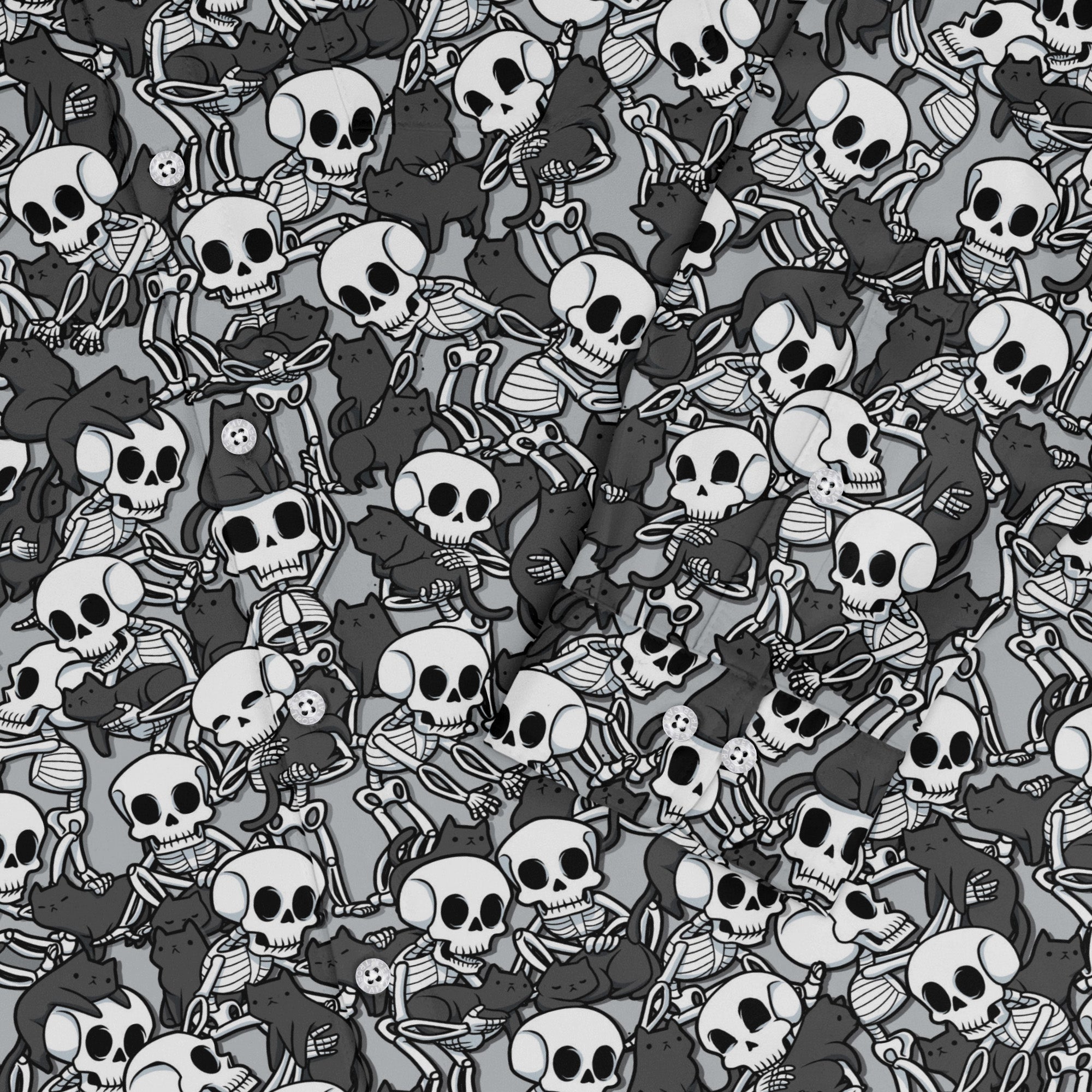 Skeleton Cat Love Long Sleeve Button Up Shirt Geek Nerd 0925 adult sizing All Adult Button Up Shirts