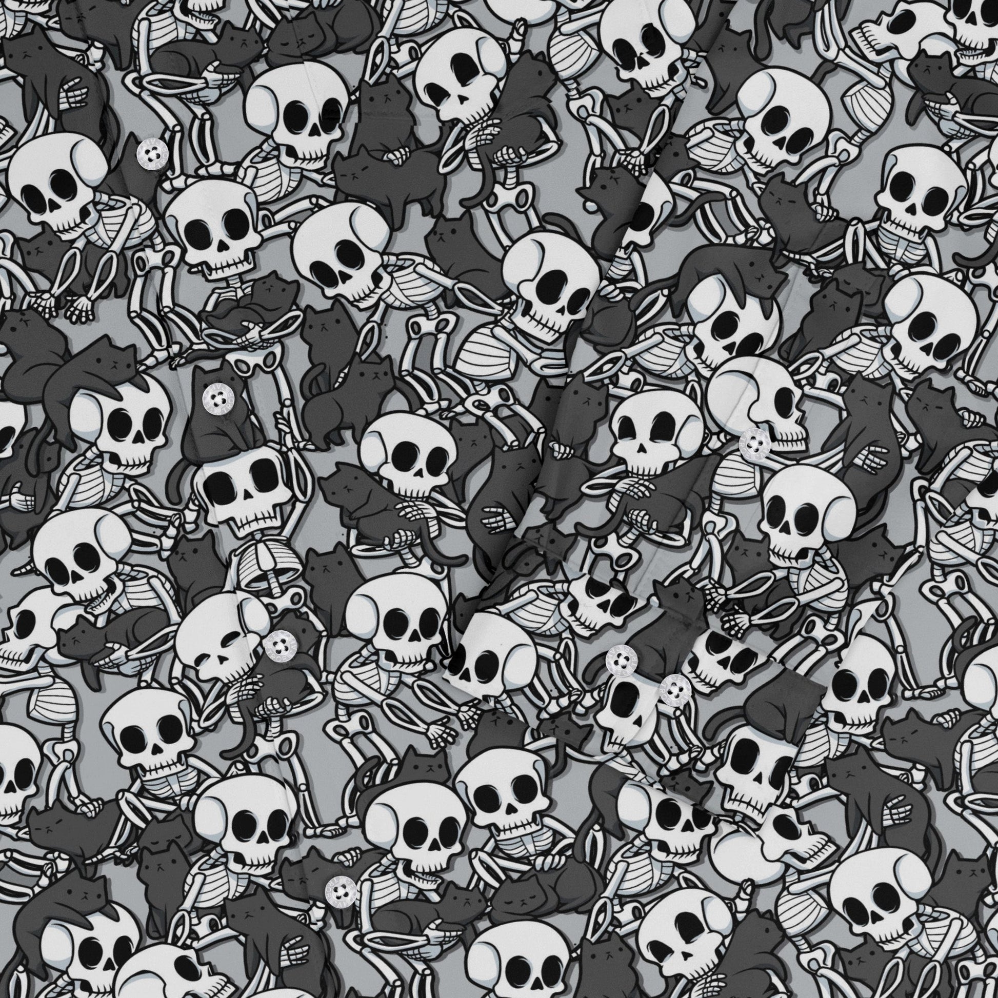 Skeleton Cat Love Long Sleeve Button Up Shirt Geek Nerd 0925 adult sizing All Adult Button Up Shirts