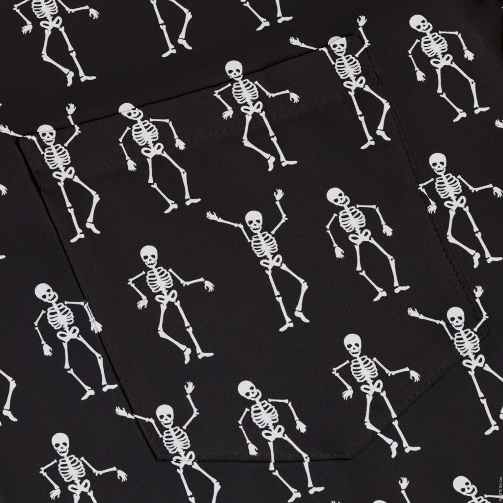 Skeleton Hanging Button Up Shirt Geek Nerd adult sizing halloween q4