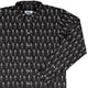 Skeleton Hanging Long Sleeve Button Up Shirt Geek Nerd adult sizing Design by Heather Davenport FLOW DESC WRITING