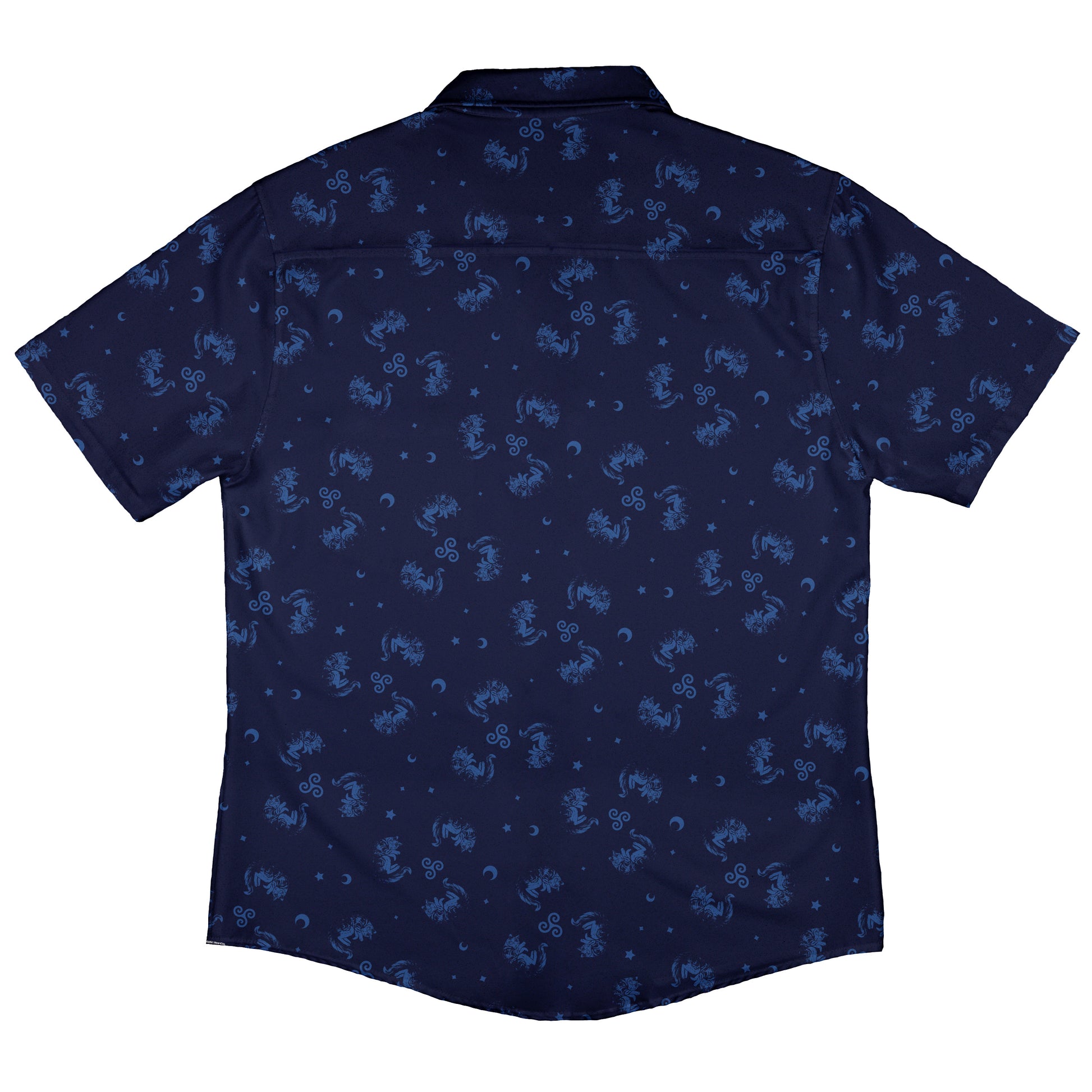 Sleepy Celestial Cats Blue Button Up Shirt Back