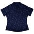 Sleepy Celestial Cats Blue Curvy Button Up Shirt womens back