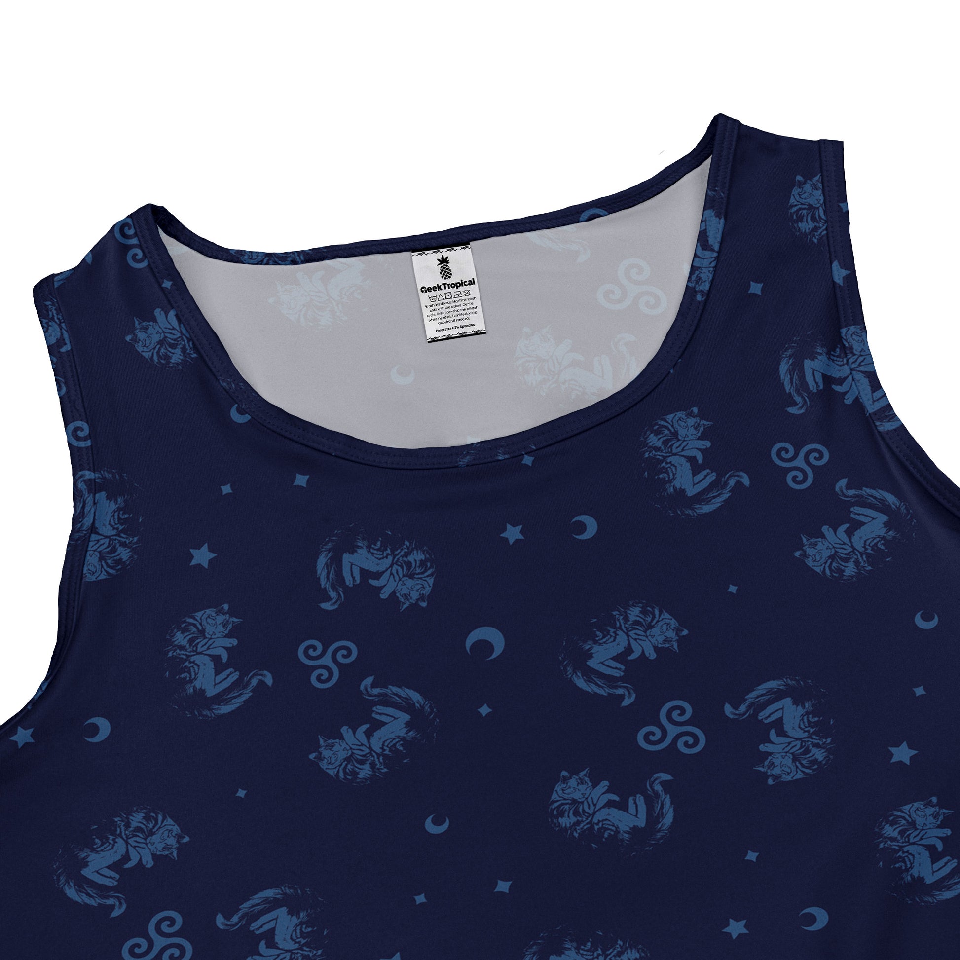Sleepy Celestial Cats Blue Sleeveless Dress close front