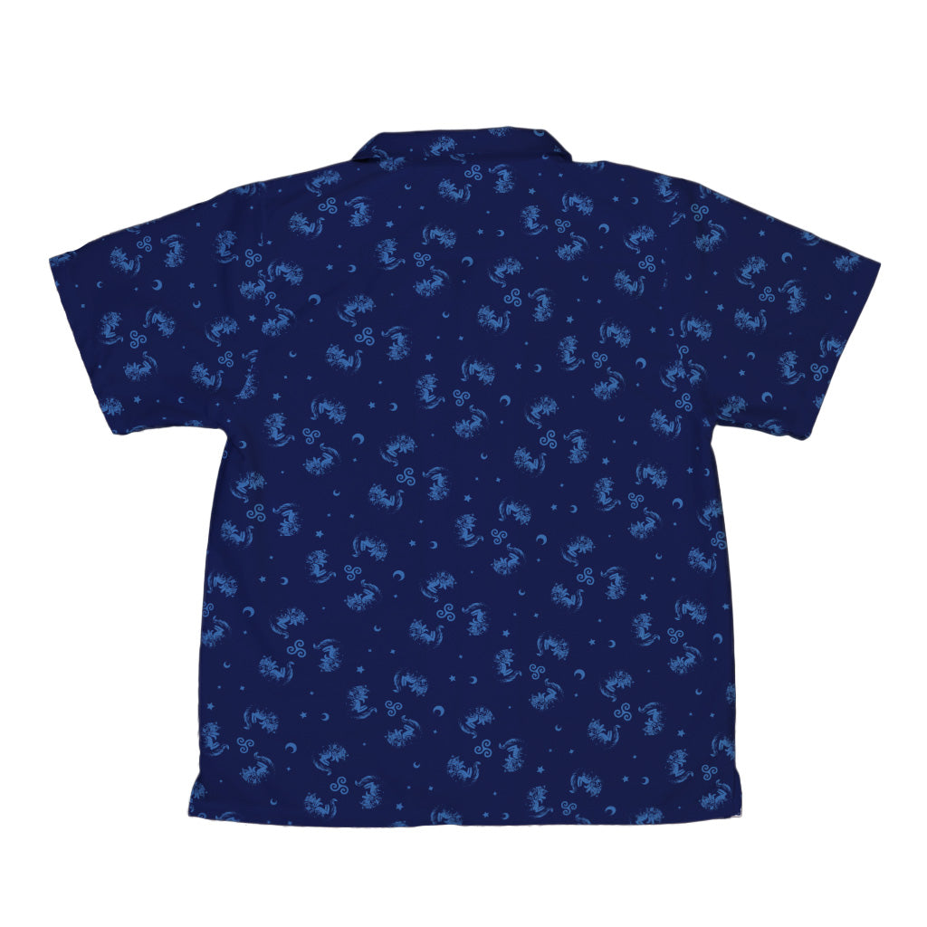 Sleepy Celestial Cats Blue Youth Hawaiian Shirt Back