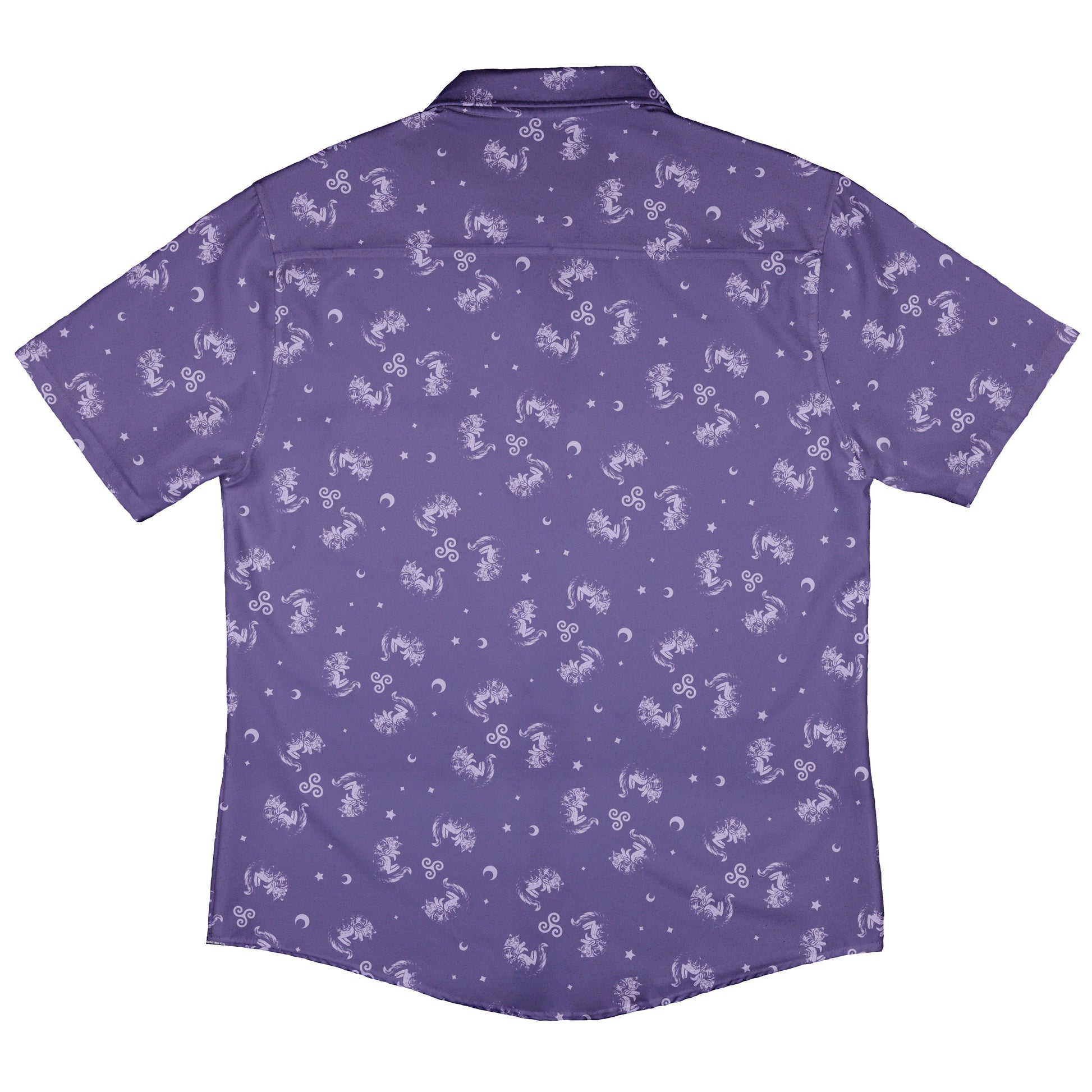 Sleepy Celestial Cats Lilac Button Up Shirt Back