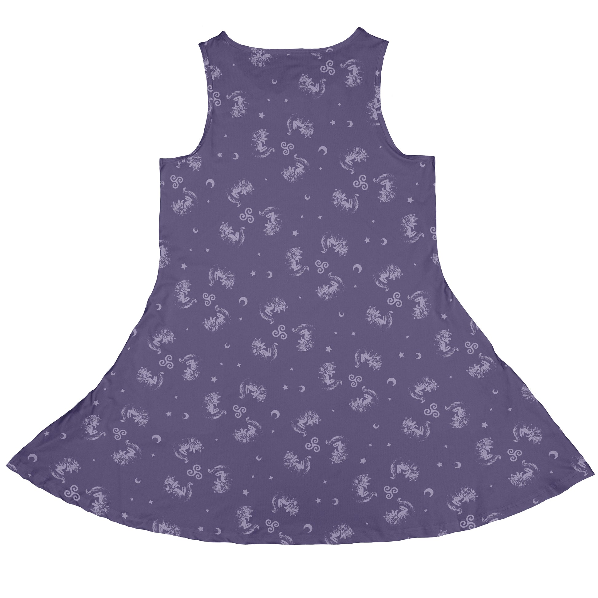 Sleepy Celestial Cats Lilac Sleeveless Dress back