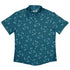 Sleepy Celestial Cats Teal Button Up Shirt Flat Front