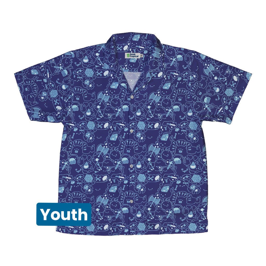 Slim Cube Bioluminescence Youth Hawaiian Shirt - Design by Ardi Tong - dnd & rpg print - Q3