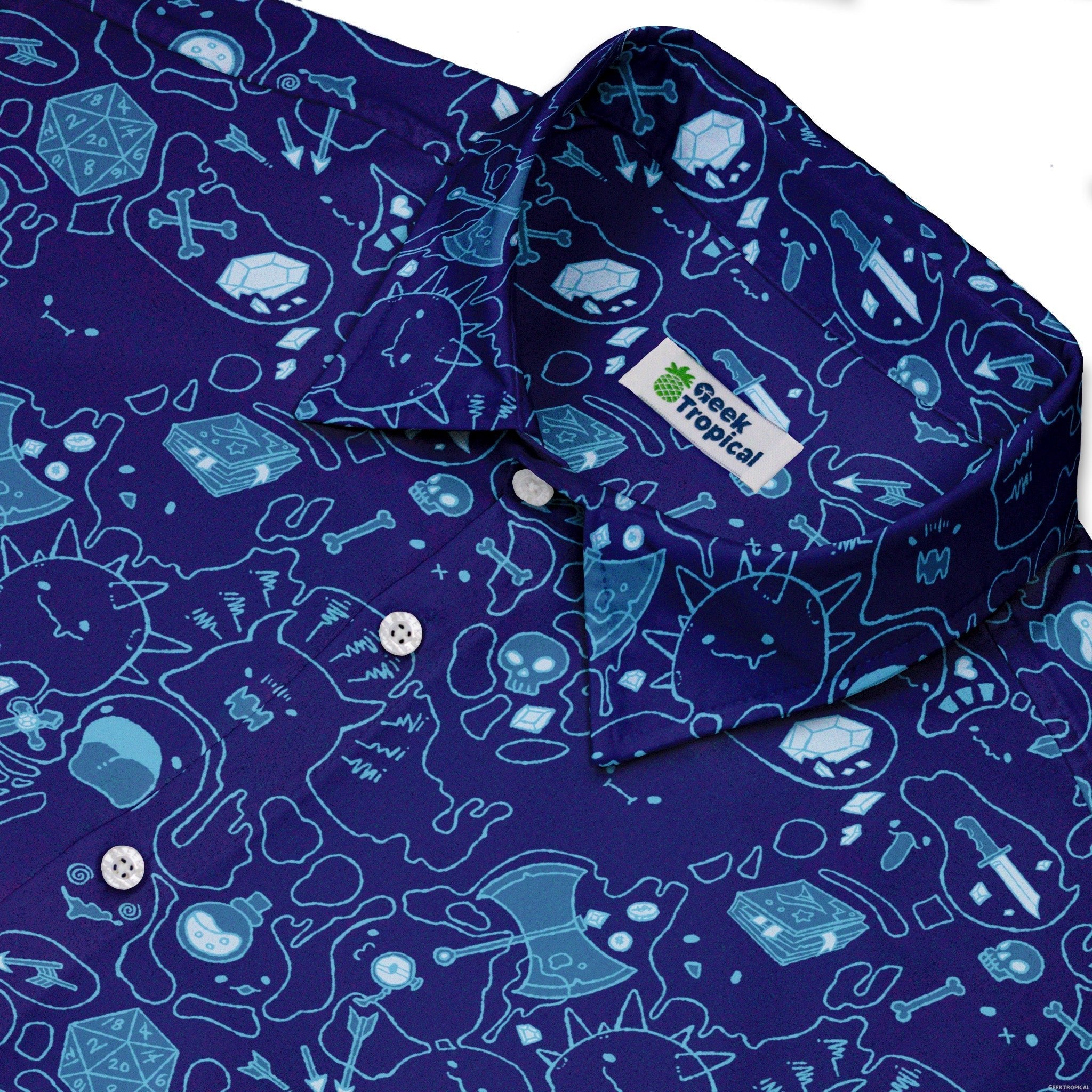 Slim Cube Bioluminescence Button Up Shirt - adult sizing - Design by Ardi Tong - dnd & rpg print