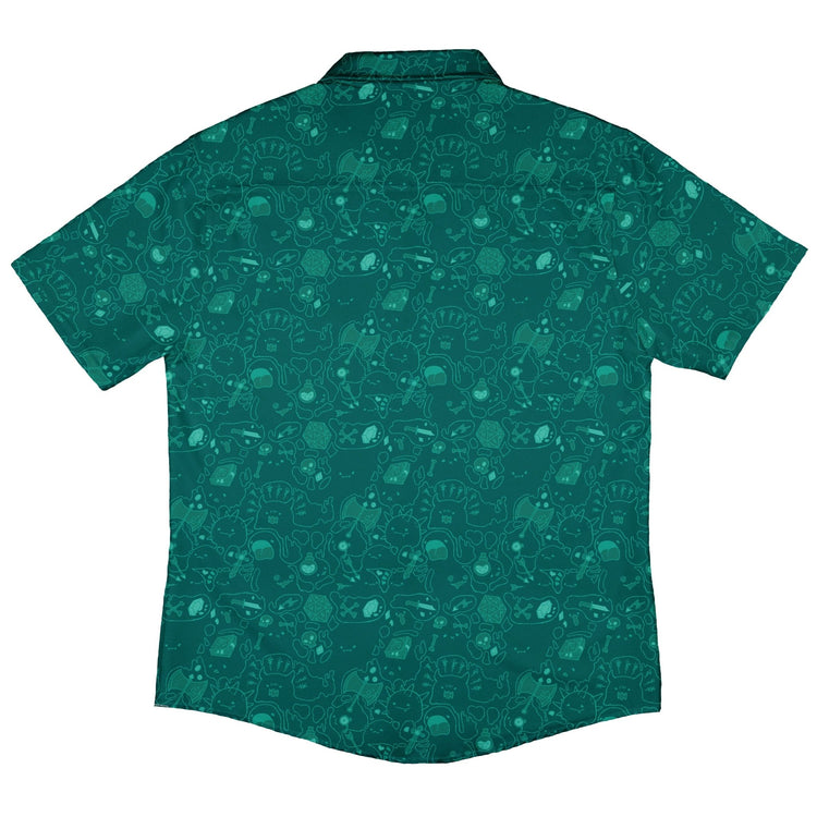 Slim Cube Toxic Green Button Up Shirt - adult sizing - Design by Ardi Tong - dnd & rpg print