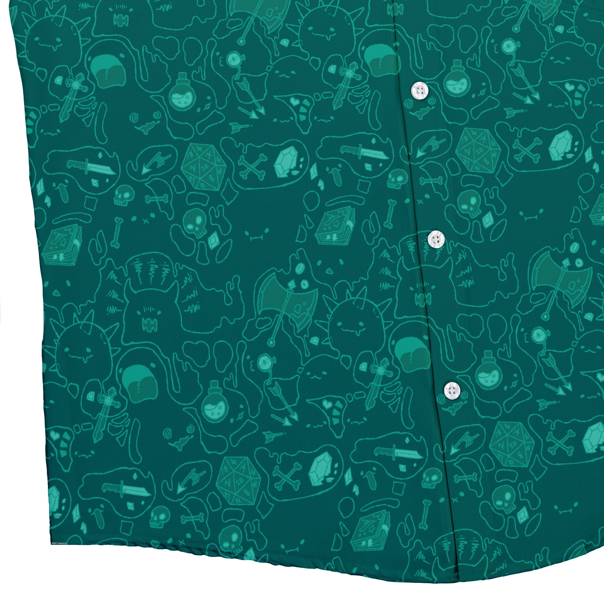 Slim Cube Toxic Green Button Up Shirt - adult sizing - Design by Ardi Tong - dnd & rpg print