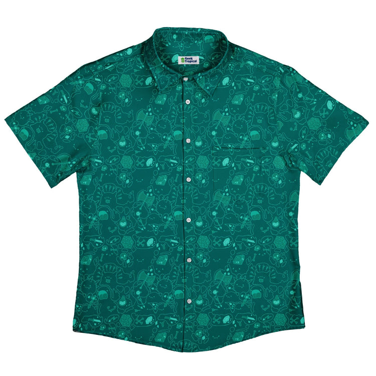 Slim Cube Toxic Green Button Up Shirt - adult sizing - Design by Ardi Tong - dnd & rpg print
