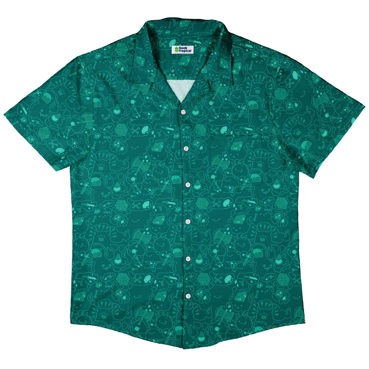 Slim Cube Toxic Green Button Up Shirt - adult sizing - Design by Ardi Tong - dnd & rpg print