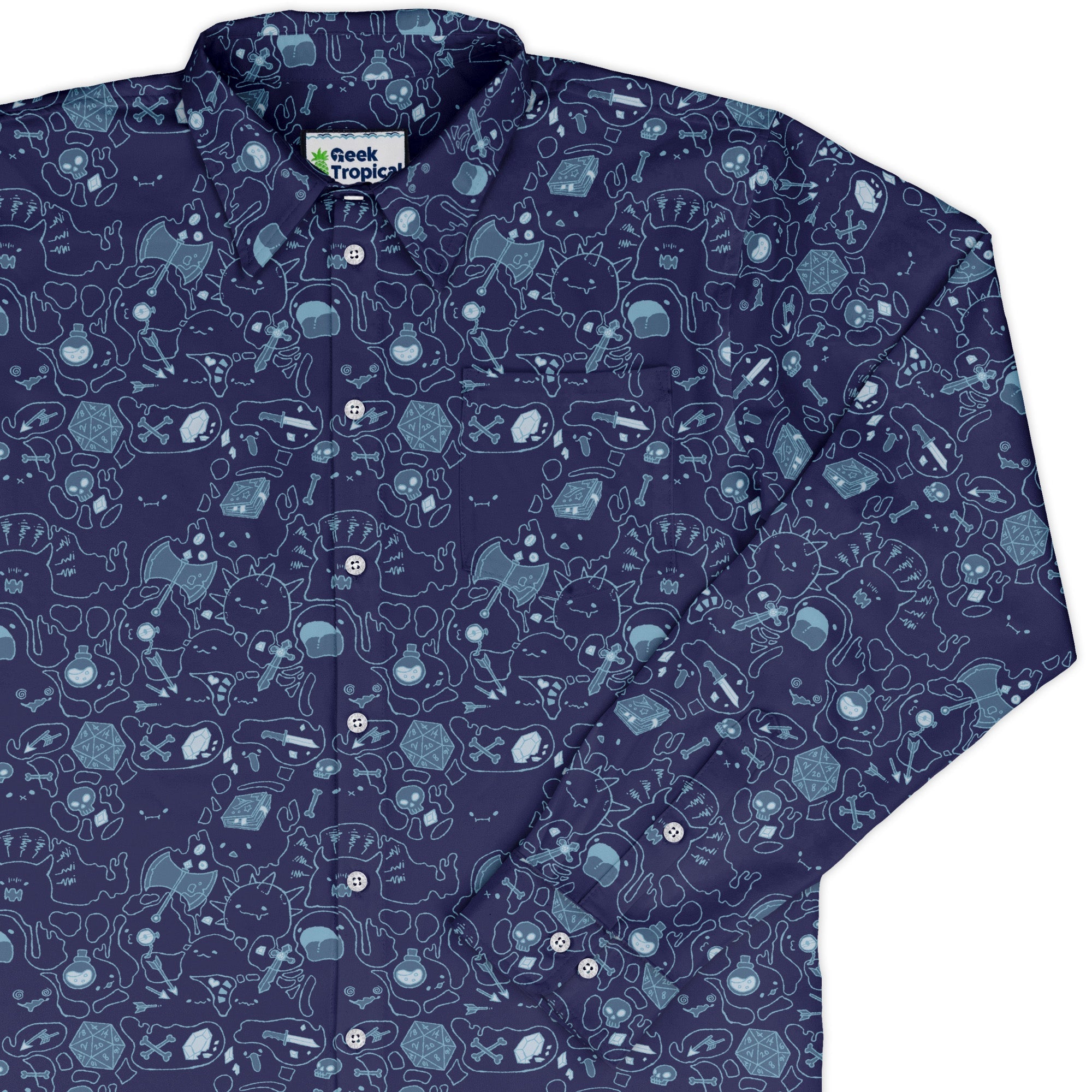Slime Cube Bioluminescence Long Sleeve Button Up Shirt
