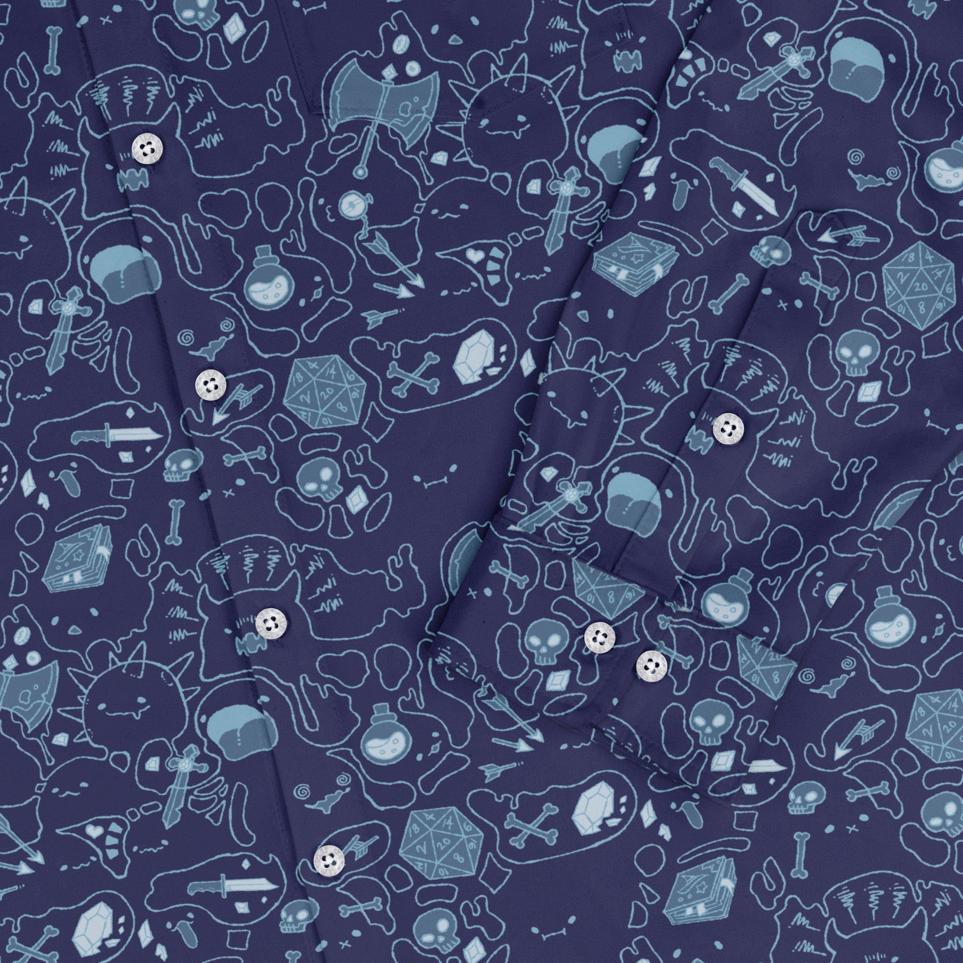 Slime Cube Bioluminescence Long Sleeve Button Up Shirt