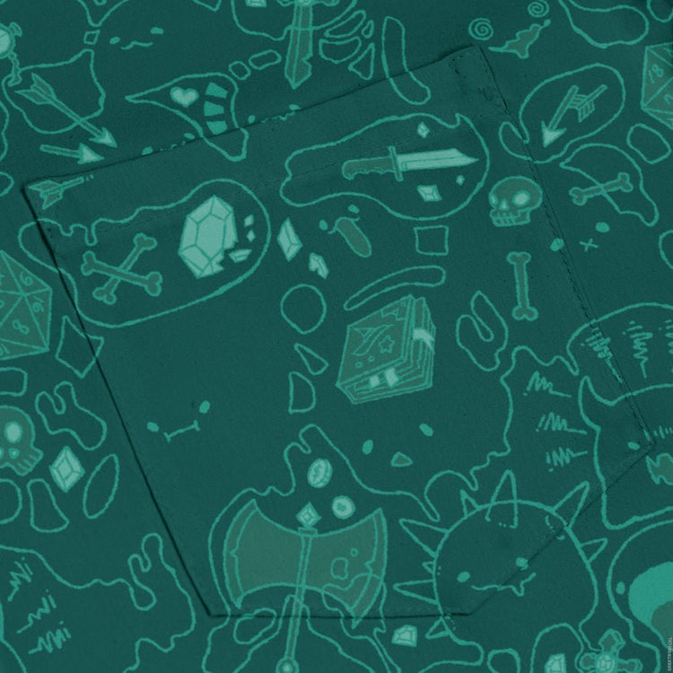 Slime Cube Toxic Green Long Sleeve Button Up Shirt Geek Nerd adult sizing Design by Ardi Tong dnd & rpg print