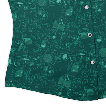 Slime Cube Toxic Green Curvy Button Up Shirt Geek Nerd Design by Ardi Tong dnd & rpg print Q3