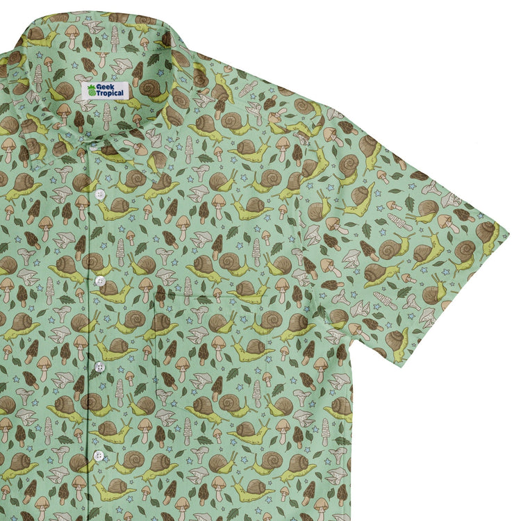 Slow Spore Trail Button Up Shirt Geek Nerd adult sizing animal patterns botany print