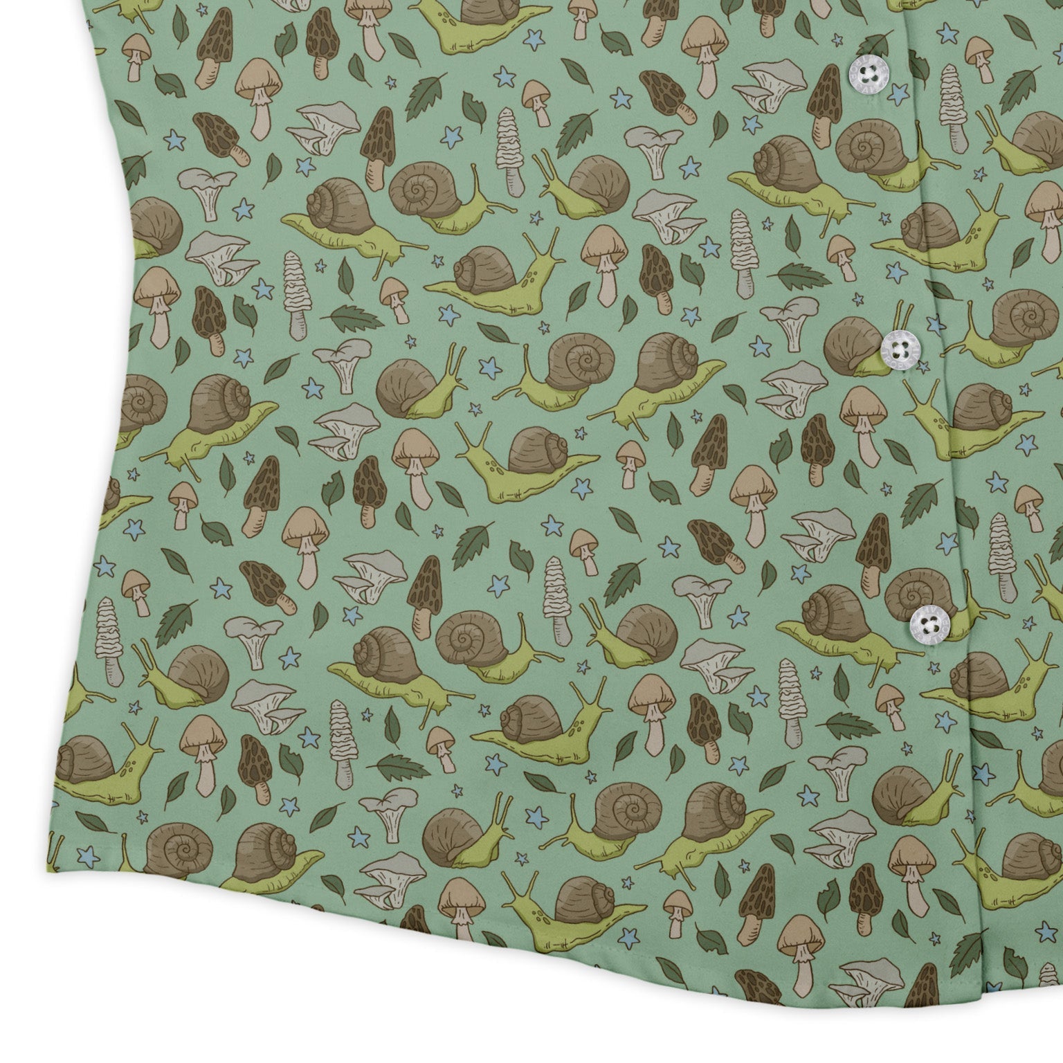 Slow Spore Trail Curvy Button Up Shirt Geek Nerd animal patterns botany print Design by Julie Kitzes