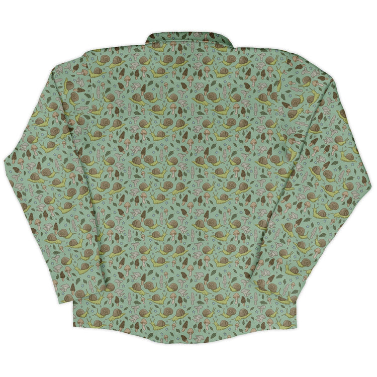 Slow Spore Trail Long Sleeve Button Up Shirt Geek Nerd adult sizing animal patterns botany print