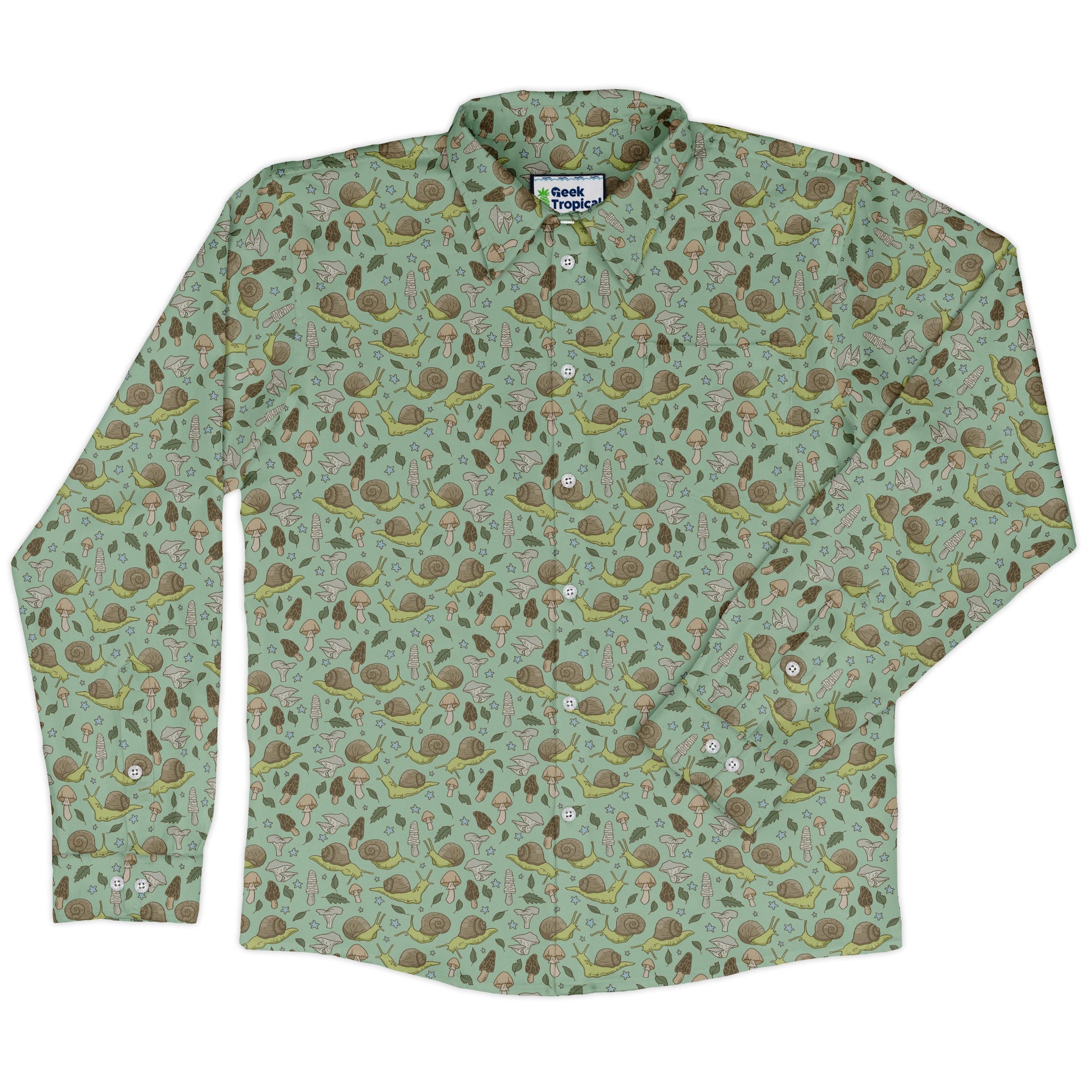 Slow Spore Trail Long Sleeve Button Up Shirt