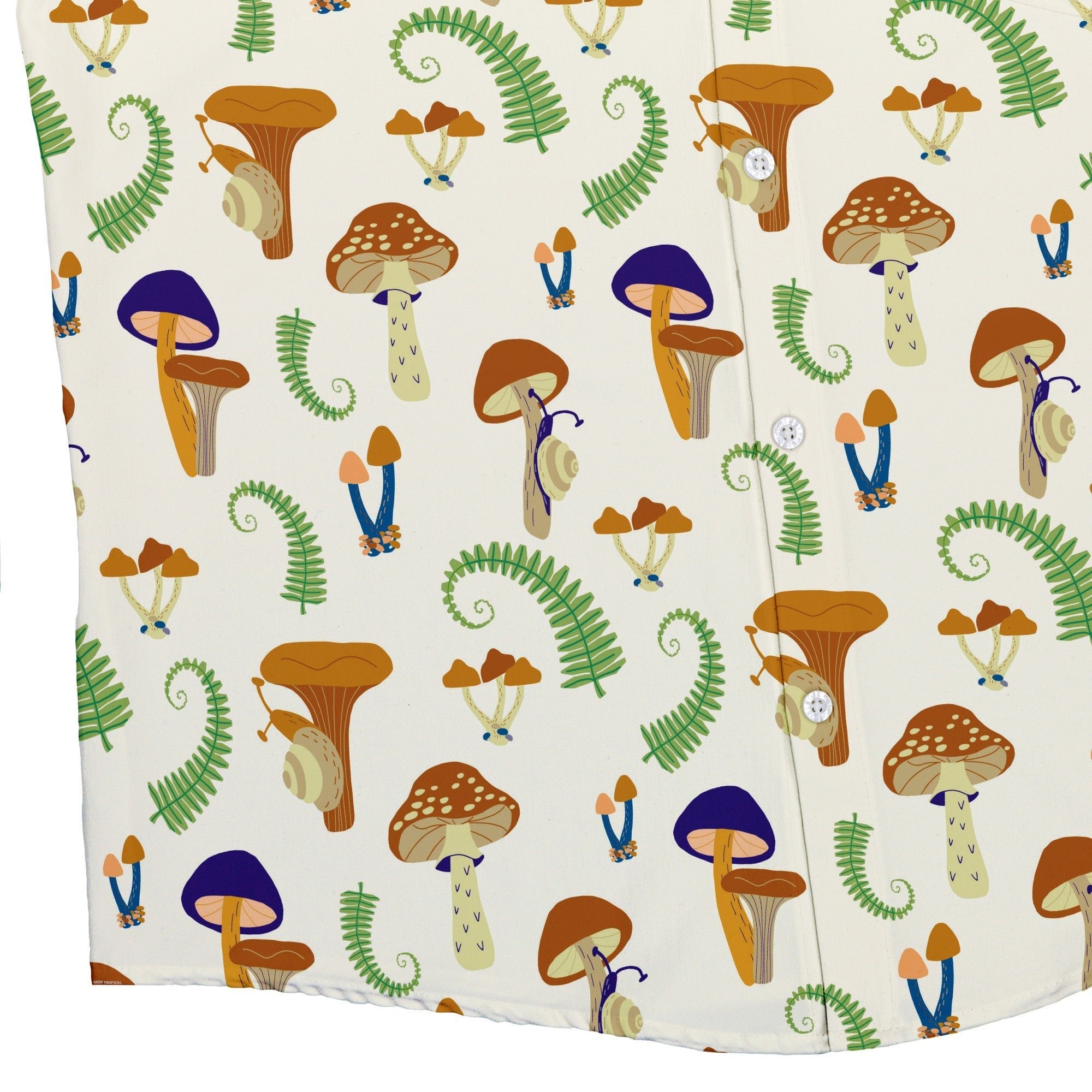 Snails and Mushrooms Botany Button Up Shirt - adult sizing - Botany Print -