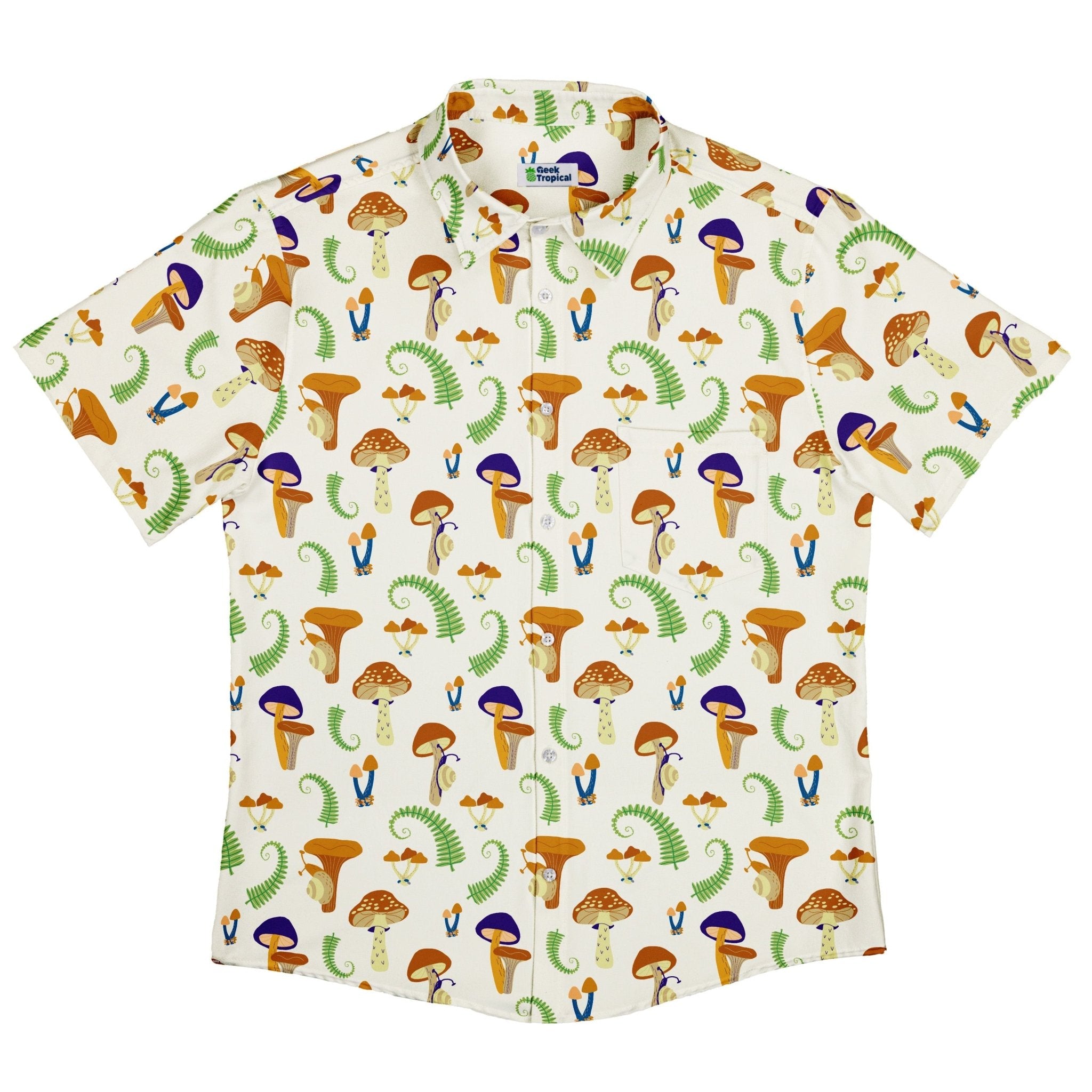 Snails and Mushrooms Botany Button Up Shirt - adult sizing - Botany Print -