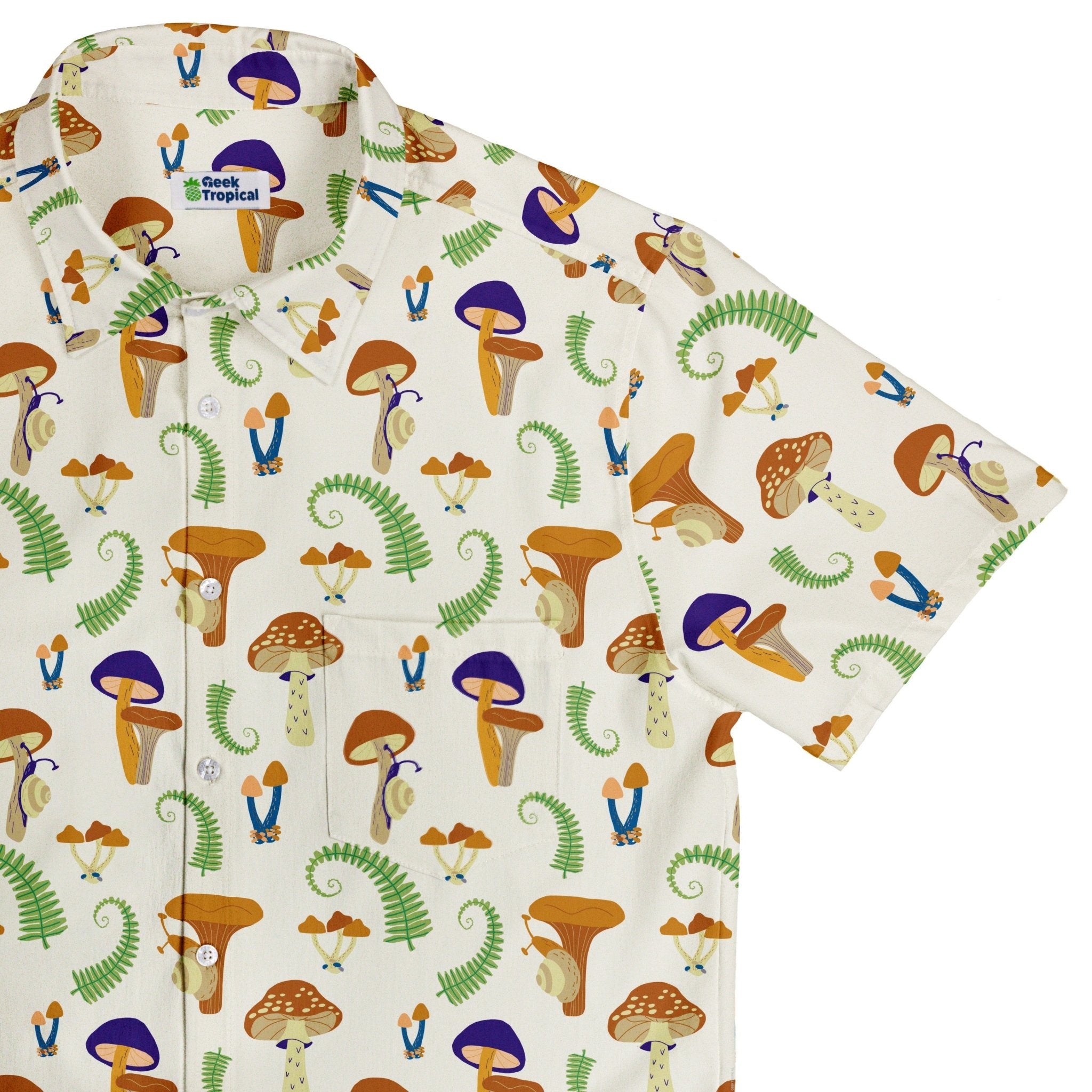 Snails and Mushrooms Botany Button Up Shirt - adult sizing - Botany Print -