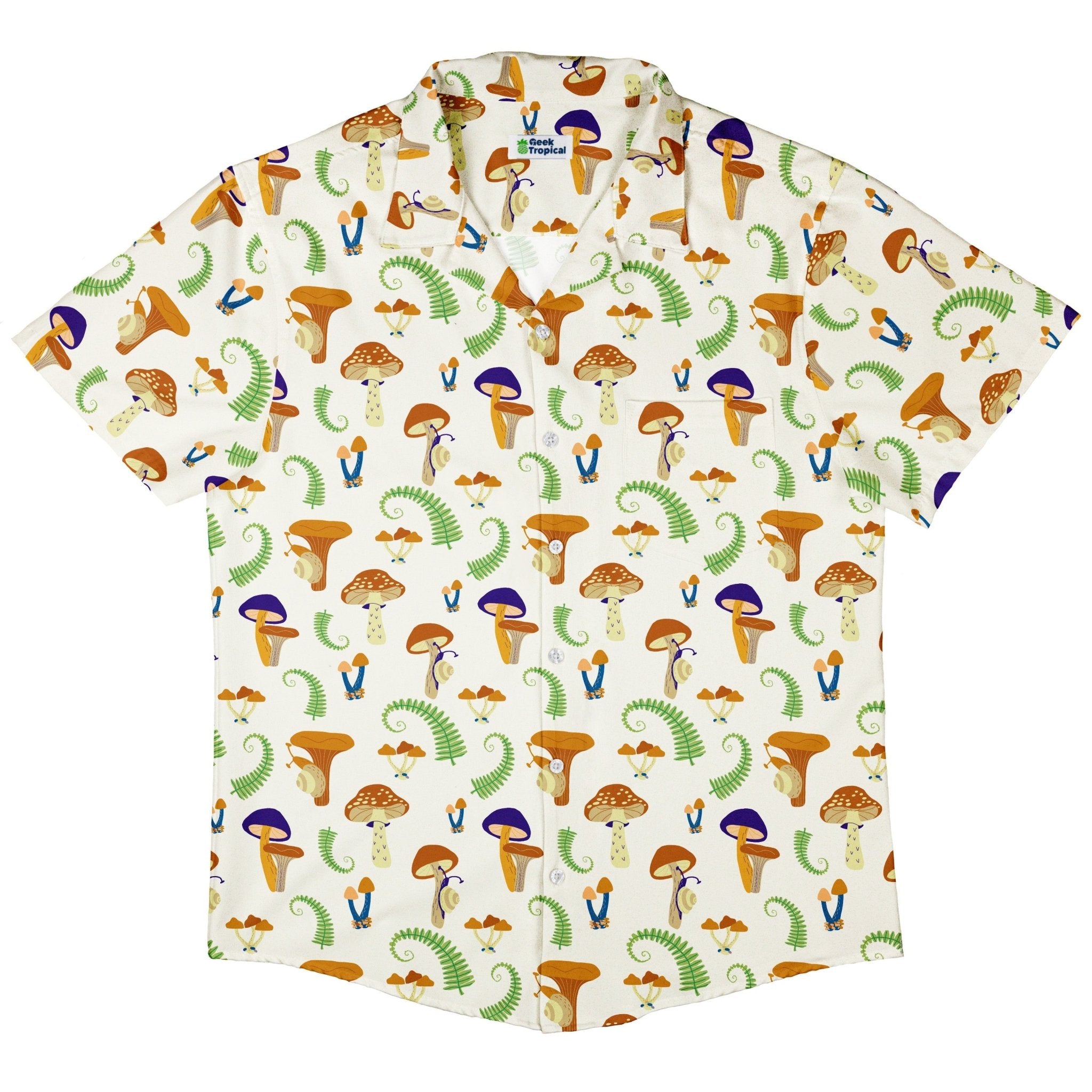 Snails and Mushrooms Botany Button Up Shirt - adult sizing - Botany Print -