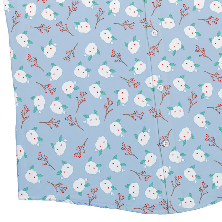 Snow Bunnies Button Up Shirt Geek Nerd adult sizing Christmas Print Design by Ardi Tong