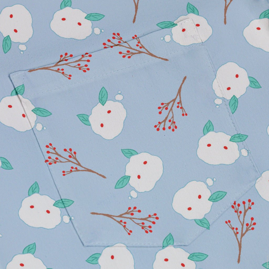 Snow Bunnies Button Up Shirt Geek Nerd adult sizing Christmas Print Design by Ardi Tong