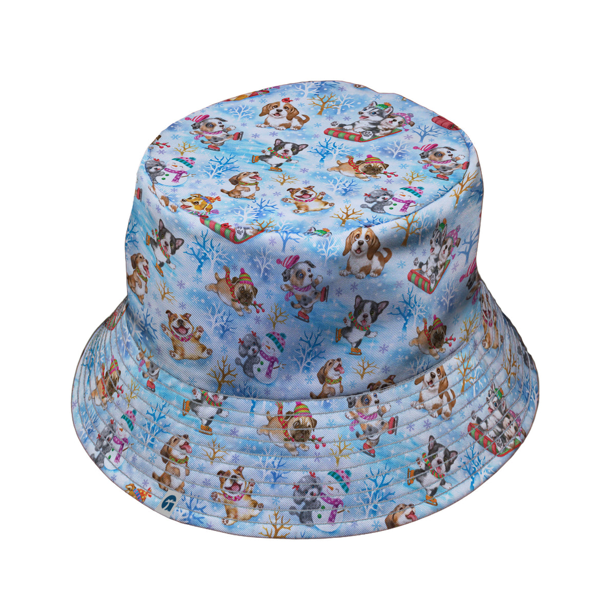 Snow Much Puppy Fun Bucket Hat Gray Stitching