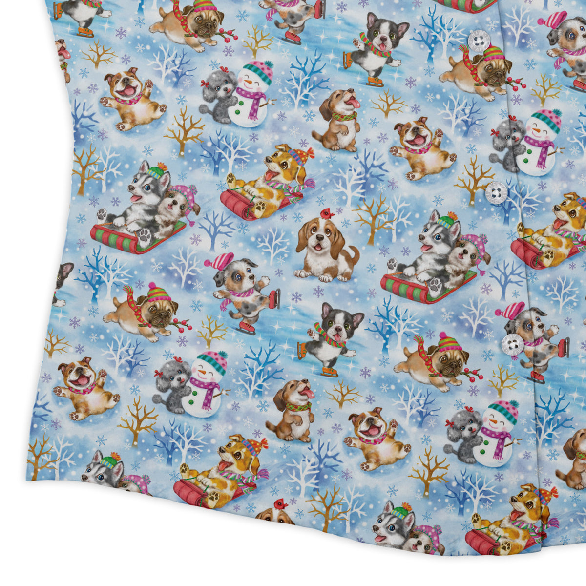 Snow Much Puppy Fun Curvy Button Up Shirt womens corner