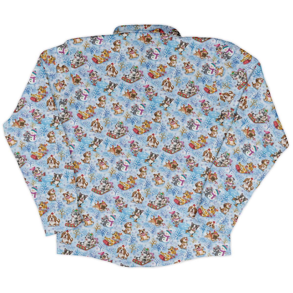 Snow Much Puppy Fun Long Sleeve Button Up Shirt back