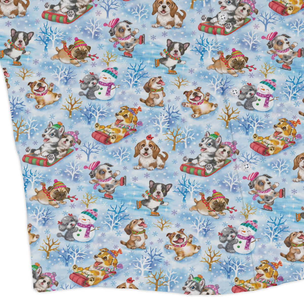 Snow Much Puppy Fun Long Sleeve Button Up Shirt corner
