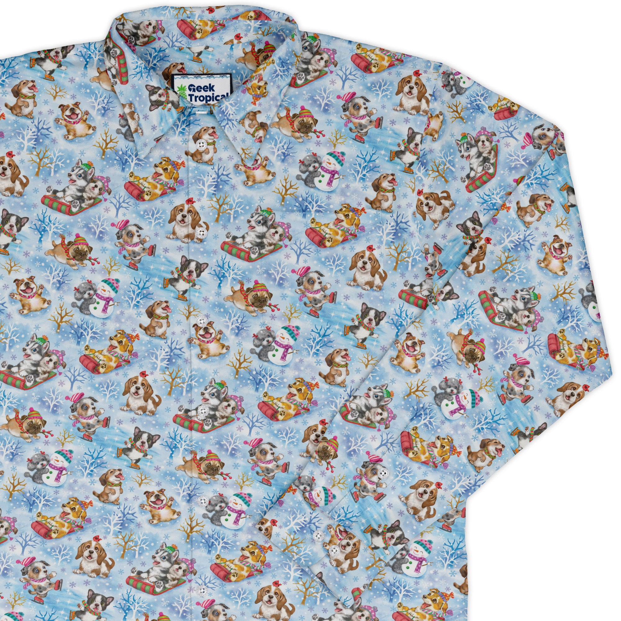 Snow Much Puppy Fun Long Sleeve Button Up Shirt cover