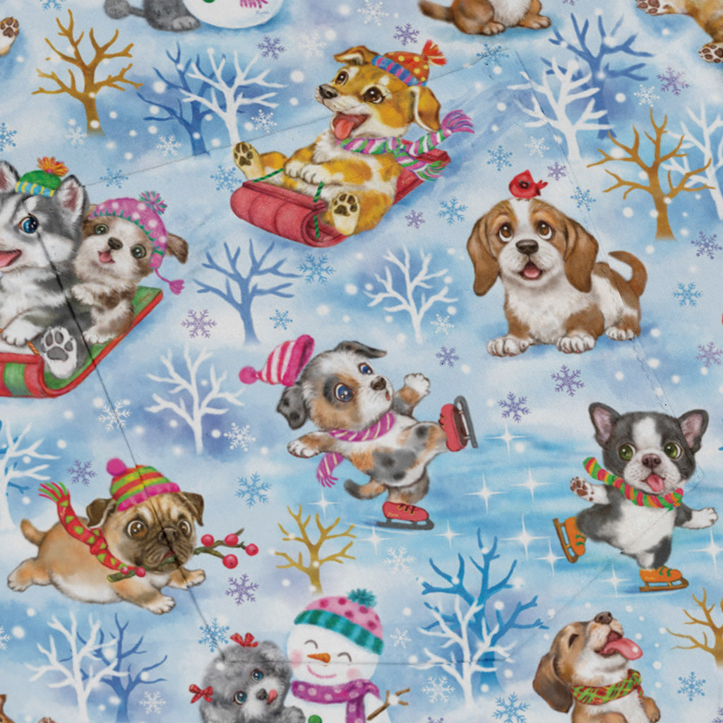 Snow Much Puppy Fun Long Sleeve Button Up Shirt pocket