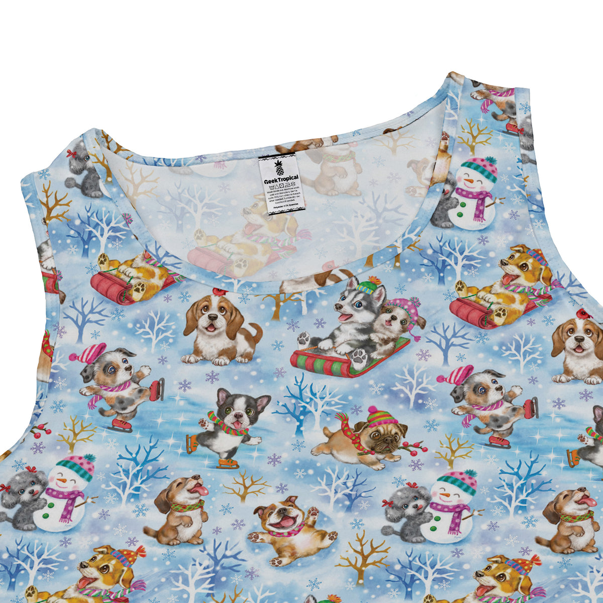 Snow Much Puppy Fun Sleeveless Dress close front
